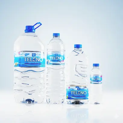 Formatos de las botellas de agua de teleno